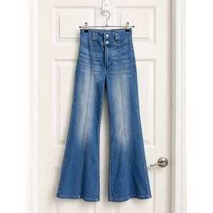 Flying Tomato Grand Party High Rise Flare Jeans Front Seam Retro Size M Boho